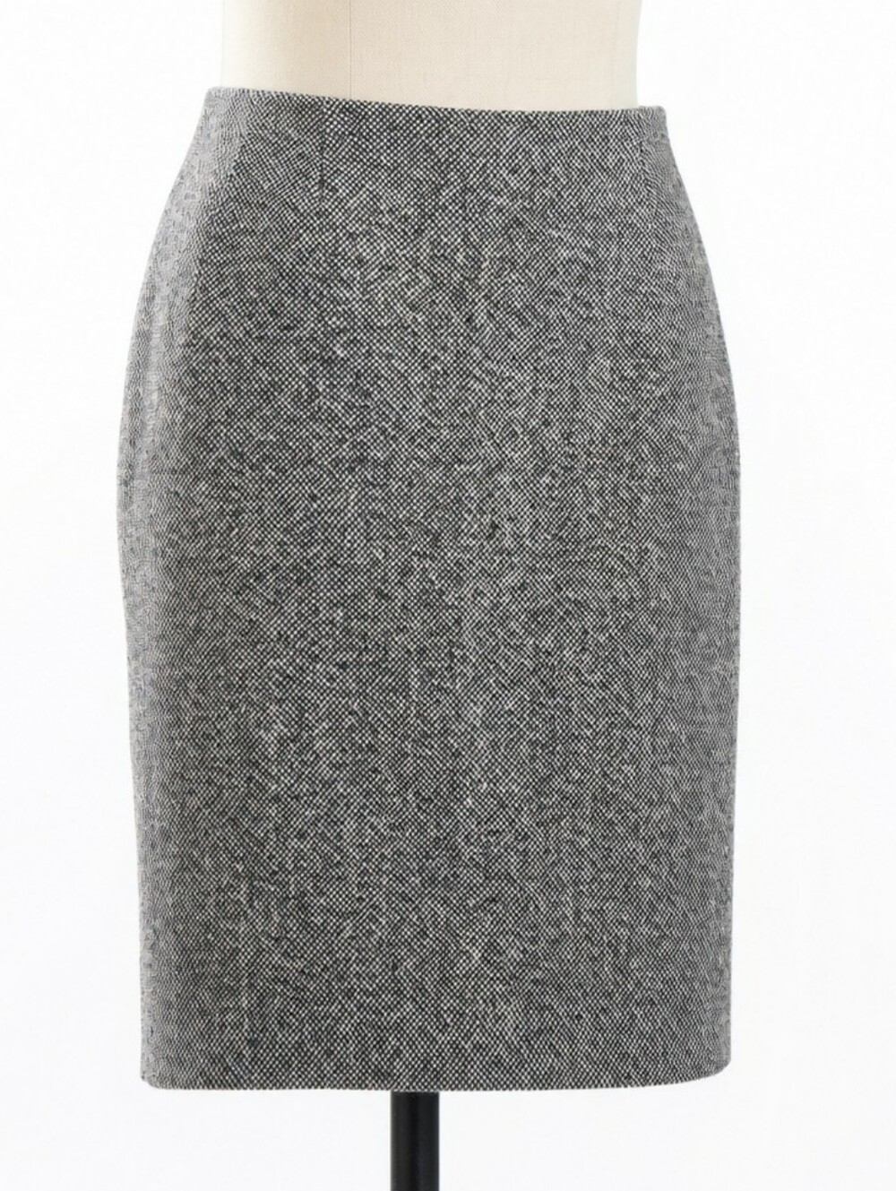 Vintage Alberto Makali Wool Tweed Pencil Skirt Black White Basketweave | SIZE 10 - Picture 1 of 9